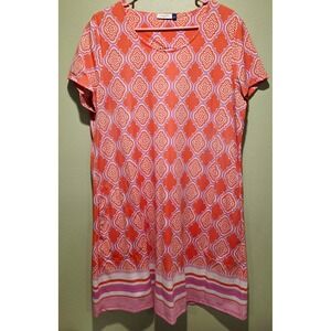*Rescue Animal Fundraiser* Cabana Life Coral Pink Geometric Tile Shift Dress XL